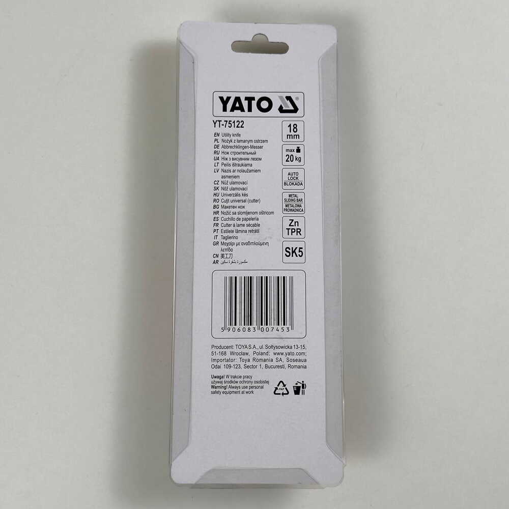 Ніж 18 мм, металевий корпус YATO ( YT-75122 )